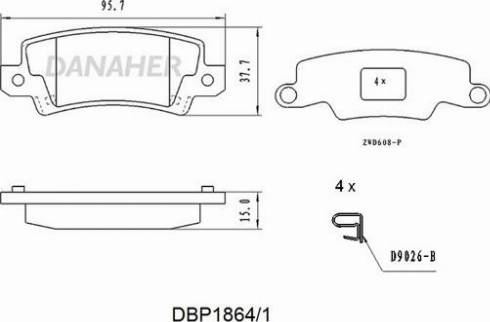 Danaher DBP1864/1 - Kit de plaquettes de frein, frein à disque cwaw.fr