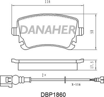 Danaher DBP1860 - Kit de plaquettes de frein, frein à disque cwaw.fr