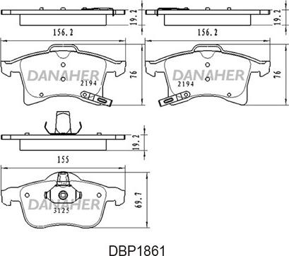 Danaher DBP1861 - Kit de plaquettes de frein, frein à disque cwaw.fr