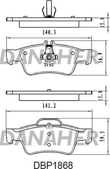 Danaher DBP1868 - Kit de plaquettes de frein, frein à disque cwaw.fr