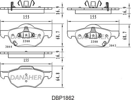 Danaher DBP1862 - Kit de plaquettes de frein, frein à disque cwaw.fr