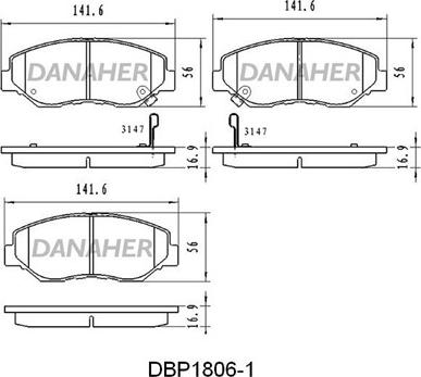 Danaher DBP1806/1 - Kit de plaquettes de frein, frein à disque cwaw.fr