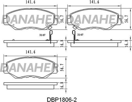 Danaher DBP1806/2 - Kit de plaquettes de frein, frein à disque cwaw.fr