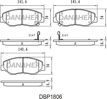 Danaher DBP1806 - Kit de plaquettes de frein, frein à disque cwaw.fr