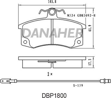 Danaher DBP1800 - Kit de plaquettes de frein, frein à disque cwaw.fr