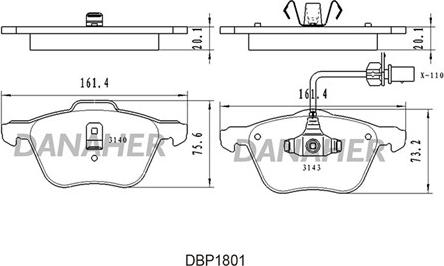 Danaher DBP1801 - Kit de plaquettes de frein, frein à disque cwaw.fr