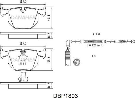 Danaher DBP1803 - Kit de plaquettes de frein, frein à disque cwaw.fr