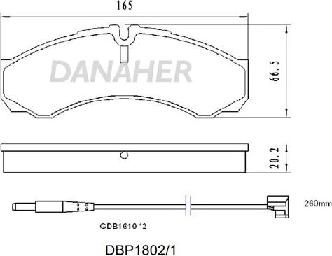 Danaher DBP1802/1 - Kit de plaquettes de frein, frein à disque cwaw.fr