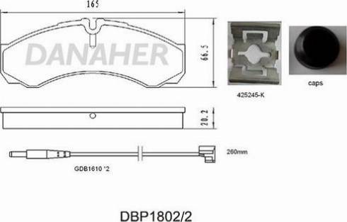 Danaher DBP1802/2 - Kit de plaquettes de frein, frein à disque cwaw.fr