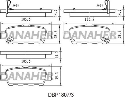 Danaher DBP1807/3 - Kit de plaquettes de frein, frein à disque cwaw.fr