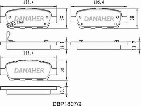 Danaher DBP1807/2 - Kit de plaquettes de frein, frein à disque cwaw.fr