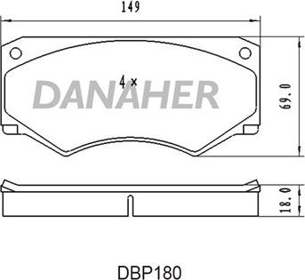 Danaher DBP180 - Kit de plaquettes de frein, frein à disque cwaw.fr