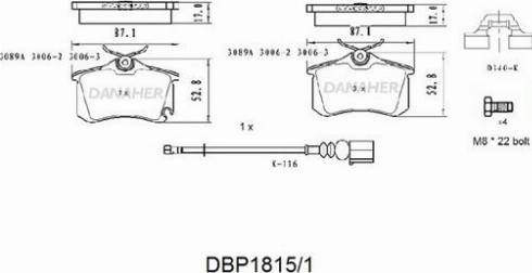 Danaher DBP1815/1 - Kit de plaquettes de frein, frein à disque cwaw.fr