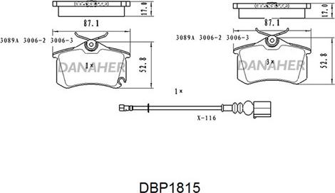 Danaher DBP1815 - Kit de plaquettes de frein, frein à disque cwaw.fr