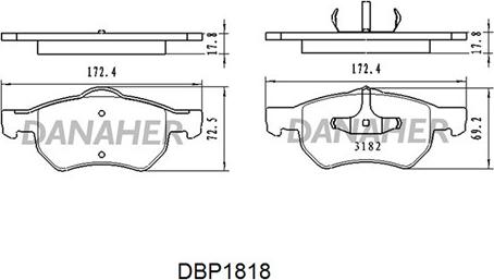 Danaher DBP1818 - Kit de plaquettes de frein, frein à disque cwaw.fr