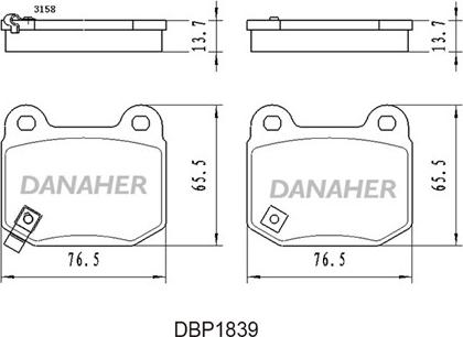 Danaher DBP1839 - Kit de plaquettes de frein, frein à disque cwaw.fr