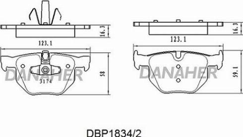 Danaher DBP1834/2 - Kit de plaquettes de frein, frein à disque cwaw.fr