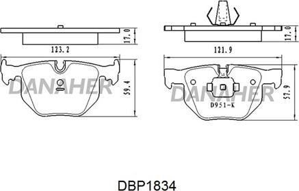 Danaher DBP1834 - Kit de plaquettes de frein, frein à disque cwaw.fr