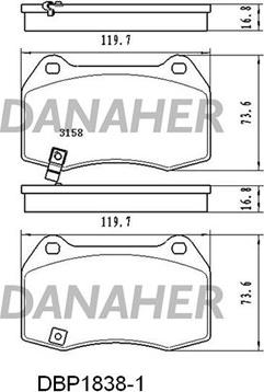 Danaher DBP1838/1 - Kit de plaquettes de frein, frein à disque cwaw.fr