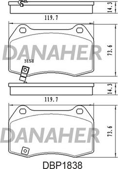 Danaher DBP1838 - Kit de plaquettes de frein, frein à disque cwaw.fr