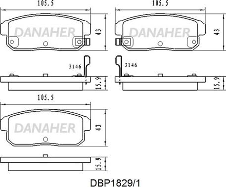 Danaher DBP1829/1 - Kit de plaquettes de frein, frein à disque cwaw.fr