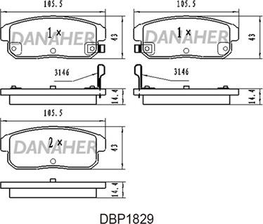 Danaher DBP1829 - Kit de plaquettes de frein, frein à disque cwaw.fr