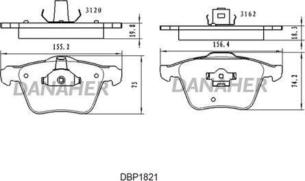 Danaher DBP1821 - Kit de plaquettes de frein, frein à disque cwaw.fr