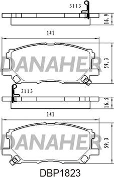 Danaher DBP1823 - Kit de plaquettes de frein, frein à disque cwaw.fr