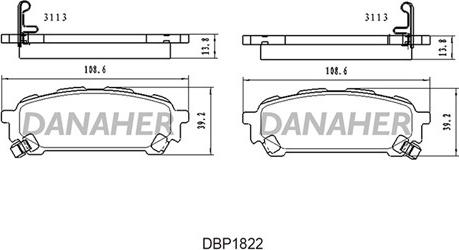 Danaher DBP1822 - Kit de plaquettes de frein, frein à disque cwaw.fr