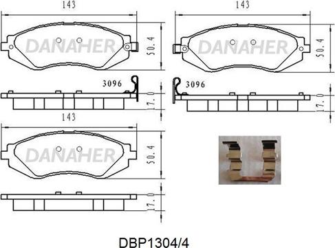 Danaher DBP1304/4 - Kit de plaquettes de frein, frein à disque cwaw.fr