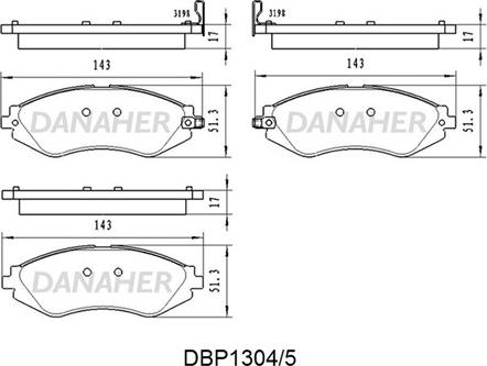 Danaher DBP1304/5 - Kit de plaquettes de frein, frein à disque cwaw.fr