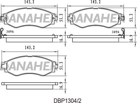 Danaher DBP1304/2 - Kit de plaquettes de frein, frein à disque cwaw.fr