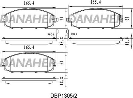 Danaher DBP1305/2 - Kit de plaquettes de frein, frein à disque cwaw.fr