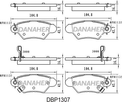 Danaher DBP1307 - Kit de plaquettes de frein, frein à disque cwaw.fr