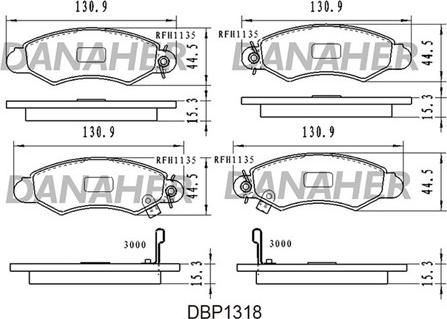 Danaher DBP1318 - Kit de plaquettes de frein, frein à disque cwaw.fr