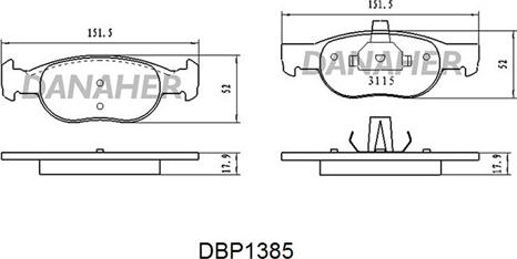 Danaher DBP1385 - Kit de plaquettes de frein, frein à disque cwaw.fr