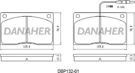 Danaher DBP132-01 - Kit de plaquettes de frein, frein à disque cwaw.fr