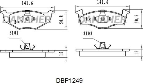 Danaher DBP1249 - Kit de plaquettes de frein, frein à disque cwaw.fr