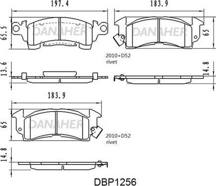 Danaher DBP1256 - Kit de plaquettes de frein, frein à disque cwaw.fr