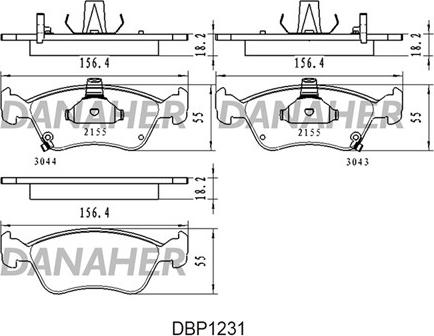 Danaher DBP1231 - Kit de plaquettes de frein, frein à disque cwaw.fr