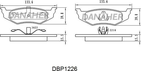 Danaher DBP1226 - Kit de plaquettes de frein, frein à disque cwaw.fr