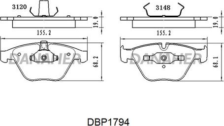 Danaher DBP1794 - Kit de plaquettes de frein, frein à disque cwaw.fr