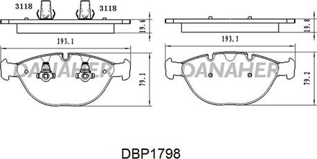 Danaher DBP1798 - Kit de plaquettes de frein, frein à disque cwaw.fr