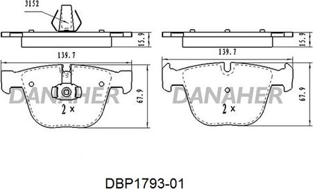 Danaher DBP1793-01 - Kit de plaquettes de frein, frein à disque cwaw.fr