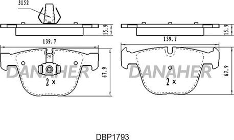 Danaher DBP1793 - Kit de plaquettes de frein, frein à disque cwaw.fr