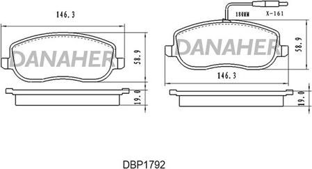 Danaher DBP1792 - Kit de plaquettes de frein, frein à disque cwaw.fr