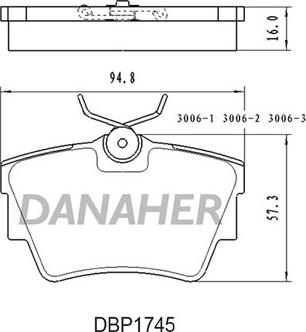 Danaher DBP1745 - Kit de plaquettes de frein, frein à disque cwaw.fr