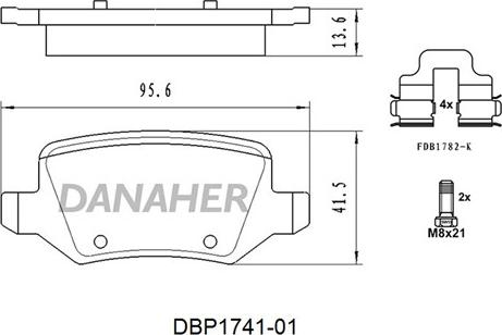 Danaher DBP1741-01 - Kit de plaquettes de frein, frein à disque cwaw.fr