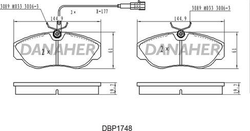 Danaher DBP1748 - Kit de plaquettes de frein, frein à disque cwaw.fr