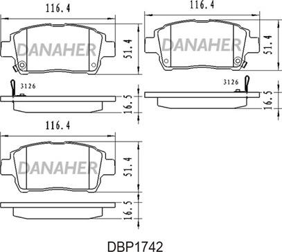 Danaher DBP1742 - Kit de plaquettes de frein, frein à disque cwaw.fr